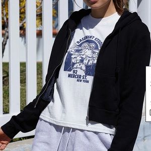 John Galt Black Full Zip Hoodie Brandy Melville